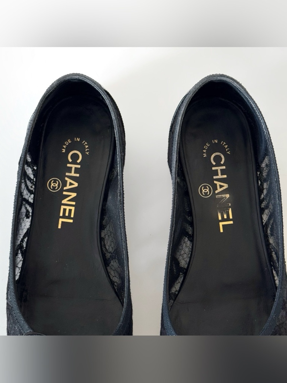 Authentic Chanel Ballet Flats Interlocking CC Logo Lace Patent - Picture 9 of 9
